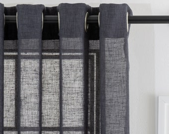 Extra Long Dark Linen Curtains: Custom Grommet & Hook Drapery