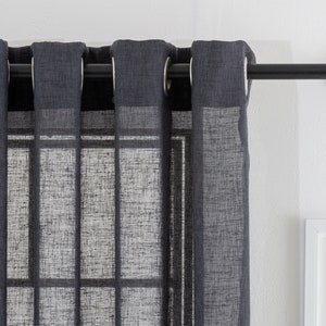 Extra Long Dark Linen Curtains: Custom Grommet & Back Tab Drapery