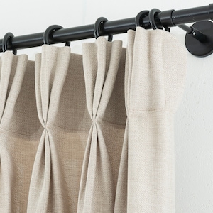 French Pleat Linen Curtains, Pleated Curtains,  16 Colors. Triple Pinch Pleat Curtains for Bedroom and Living Room.