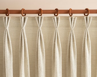 Triple Pleated Luxury Linen Curtain 6 Colors,  Custom Curtains for Living Room.