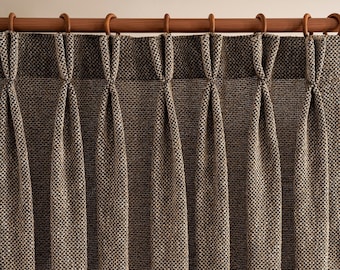 Pinch Pleated Heavy Linen Curtain 6 Colors,  Custom Linen Drapes for Living room with Double Pleated or Pencil Pleated Options.