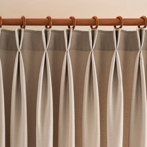 French Pleated Faux Linen Curtains: Luxury Bedroom & Living Room