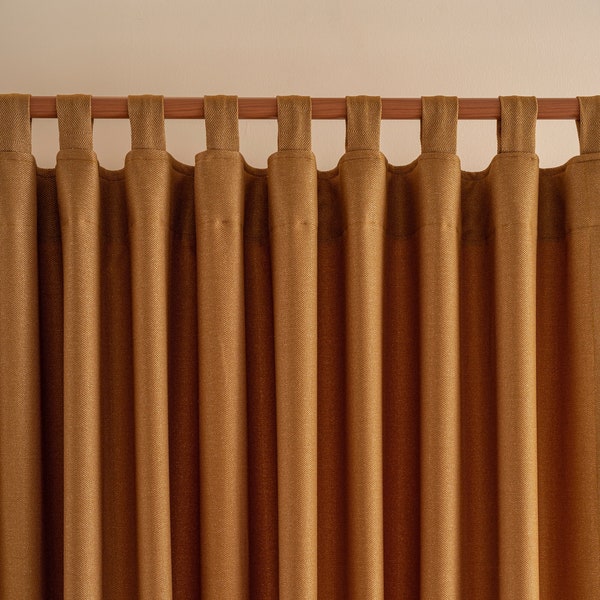 Herringbone Pattern Linen Curtains, 25 Colors, Tab Top, Back Tab, Grommet, Rod Pocket Hanging Style.