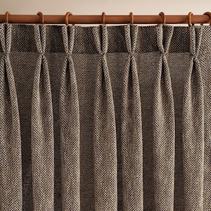 Pinch Pleated Heavy Linen Curtain 6 Colors,  Custom Linen Drapes for Living room with Double Pleated or Pencil Pleated Options.