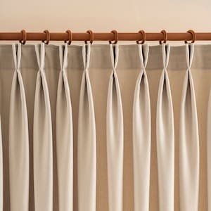 Double Pinch Pleated Linen Curtains, 25 Colors, Modern Living Room Curtains.