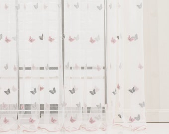 Butterfly Sheer Curtains, Baby Room, Kids Room, Nursery Curtains.