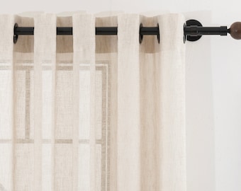 Linen Sheer Curtains 6 Colors. Grommet Curtain Panels. Custom Linen Drapes.