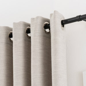 Linen Look Cotton Curtains 10 Colors, Grommet Curtain Panels, Custom Made Drapery.