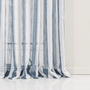 Linen Curtains 6 Colors Striped Linen Drapes, Back Tab Linen Curtains, Custom Linen Drapes.