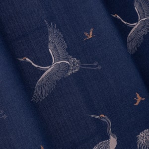 Bird Embroidered Curtains 5 Colors, Crane Bird Pattern Custom Made Curtains, Living room, and Bedroom Curtain Panels.
