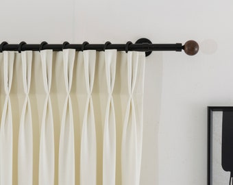 Luxury French Pleated Linen Curtains, White Double Pinch Pleat Drapes for Living Room, Bedroom Window Treatments