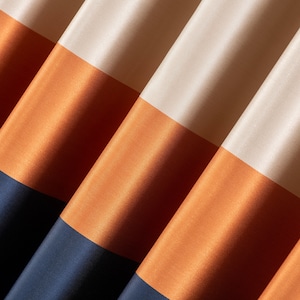 Color Block Curtains 4 Colors, Burnt Orange Custom Curtain Panels, Striped Drapes.