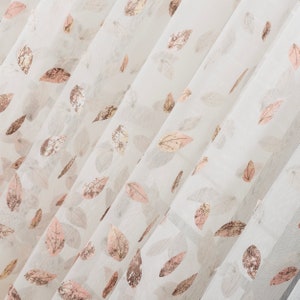 Leaf Pattern Sheer Curtains: Bohemian Semi-Linen Tulle - Custom Size