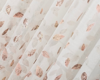 Leaf Pattern Sheer Curtains: Bohemian Semi-Linen Tulle - Custom Size