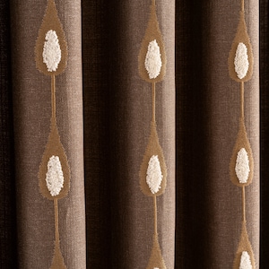 Embroidered Curtains 2 Colors, Patterned Custom Made Curtains, Living room, Bedroom Curtain Panels. Grommet, Back Tab, Hook And Ring Options