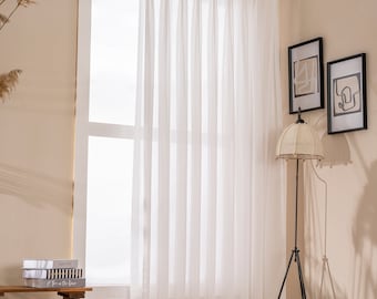 Linen Herringbone Cafe Curtain: Sheer Voile, Triple Pleated Drapery