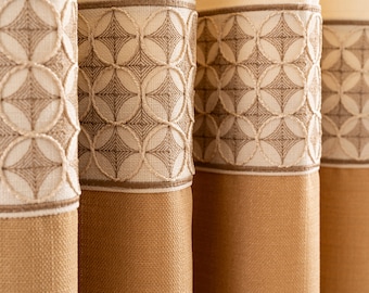 Color Block Cream Linen Curtain: Custom Living Room & Bedroom
