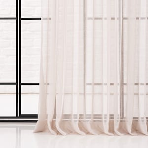 Pleated Sheer Cafe Curtains 14 Color Options. Custom Size Rod and Curtain Track Panels Hook And Ring, Grommet For Living Room And Bedroom