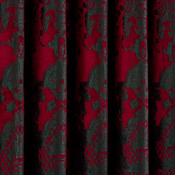 Damask Velvet Curtains 4 Colors, Custom Size Velvet Drapes, and Living Room Curtain Panels