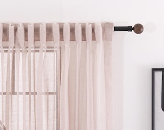 Pleated Sheer Cafe Custom Curtains: Custom Size Drapes, 14 Colors
