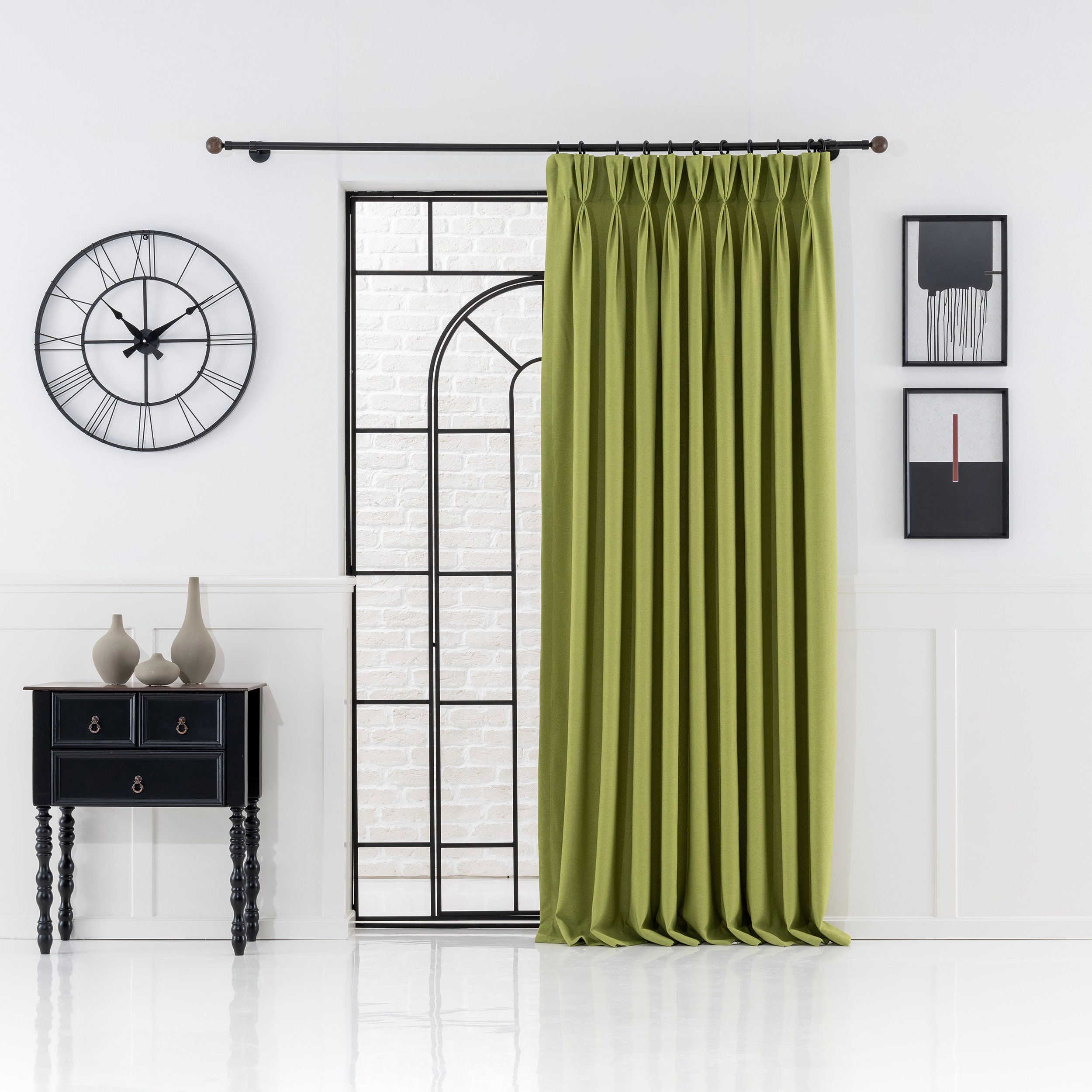 French Pleat Linen Look Curtains - Living Room Drapes - 18 Colors - Etsy