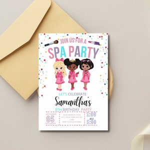 Join Us For A Spa Party Invitation, Editable Pamper Party Invite Template, Tween Manicure & Pedicures Birthday Invite, Glam Squad Kid