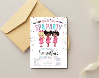 Join Us For A Spa Party Invitation, Editable Pamper Party Invite Template, Tween Manicure & Pedicures Birthday Invite, Glam Squad Kid