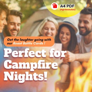 Campfire Roast Battle Cards – Un jeu de camping amusant pour les amis et la famille | Jeu de cartes Rôtissage | Jeu de feu de camp extérieur portable