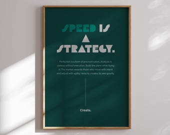 Speed is Strategy Motivational Print, Emerald Green Executive Manifesto (Digital Download)