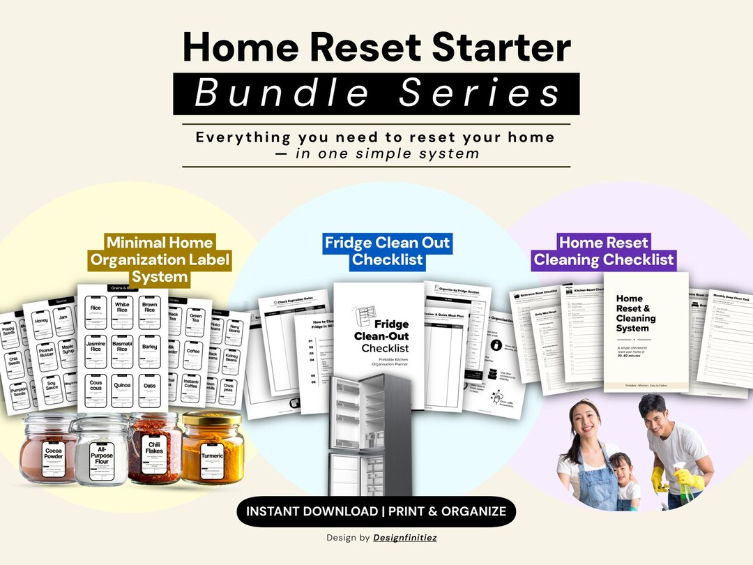 Home Reset Starter Bundle | Printable Cleaning Checklist, Fridge Clean ...