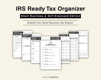 Small Business Tax Organizer, Self-Employed Expense Tracker, IRS Prep Checklist (PDF Printable)