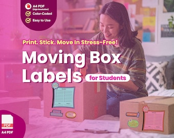 Dorm Move-In Labels: Color-Coded Packing Stickers (PDF Download)