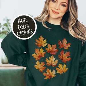 Women's Fall Sweatshirt Autumn Leaves Jumper Fall Fashion for women Autumn Gifts Fall Leaves Sweatshirt Fall Sweater for Women Gift for Her