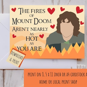 Afdrukbare LOTR-valentijnsdagkaart - LOTR Print at Home Card - Frodo Card - Lord of the Rings Anniversary Card - op LOTR geïnspireerde Valentijnsdag
