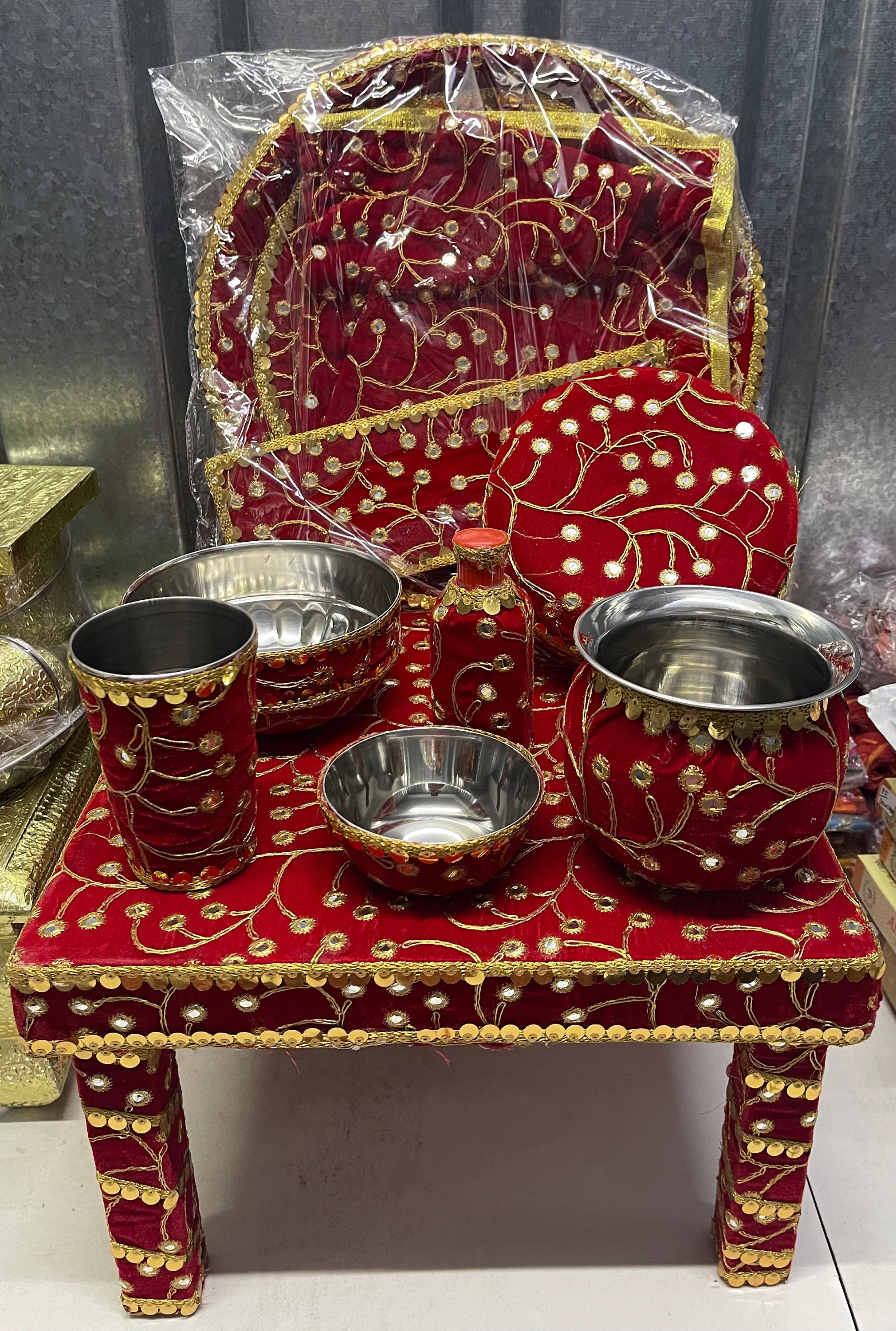 Maiyan Haldi Mendhi Choora Piri Stool Set Indian Pakistani Wedding