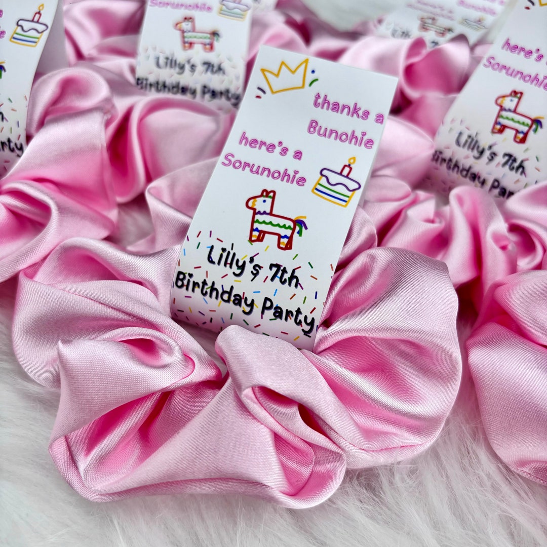 Sleepover Birthday Party Favors, Scrunchie Hair Tie Favors, Slumber