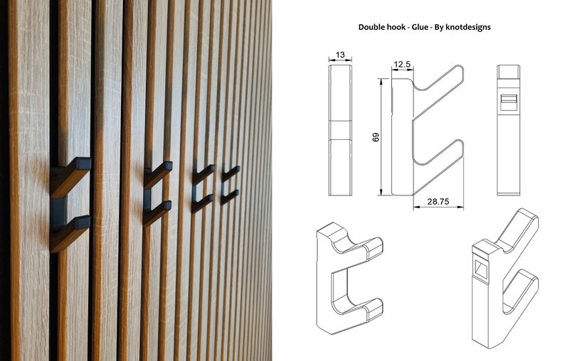 Acoustic panel hook Double Click&Go Coat rack for AKU panels image 2