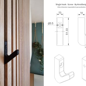 Acoustic panel hook Coat rack Single Hook Screw image 2