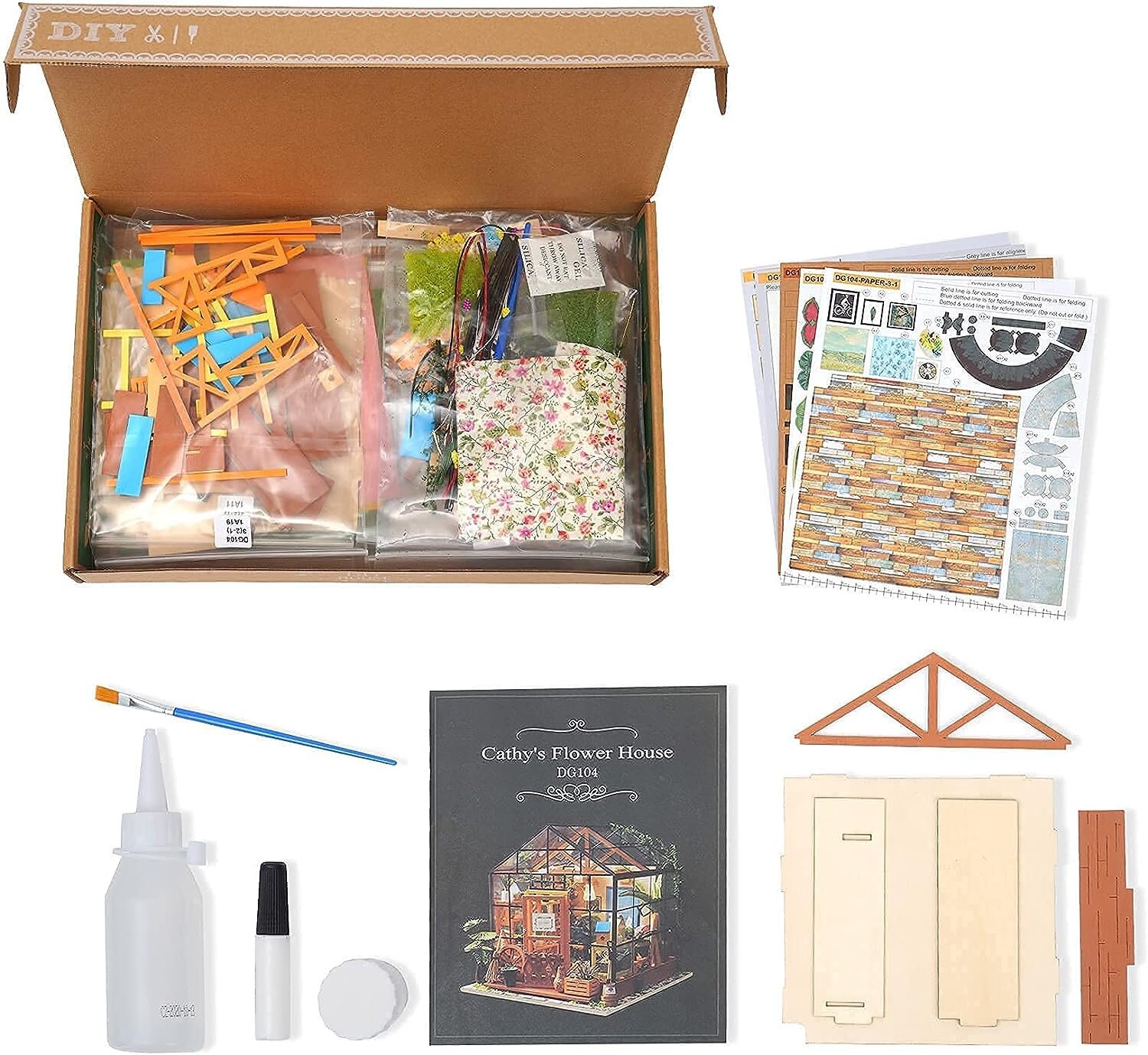 Cathy's Flower House DIY Craft Kit, Miniatures, Robotime, Rolife Kits