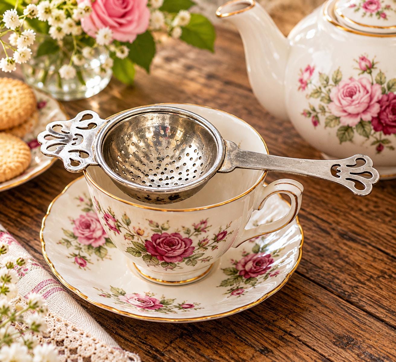 Tea Strainer Silver Antique - Etsy