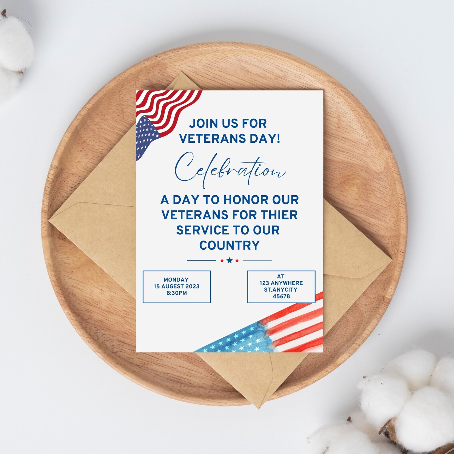 Veterans day school invitation
