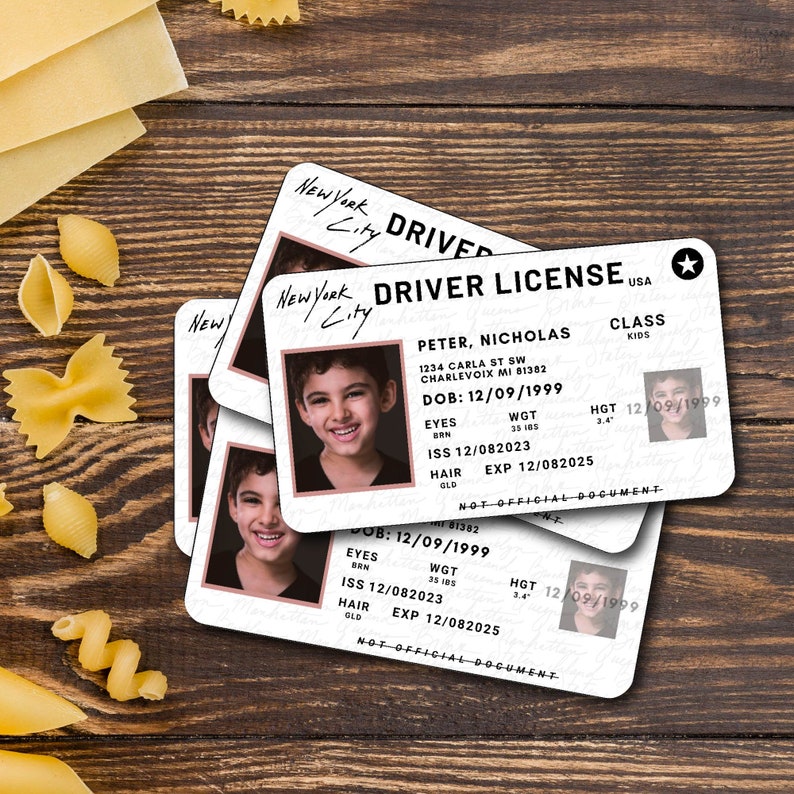 New York Driver License, Child Identification Card Template With Canva