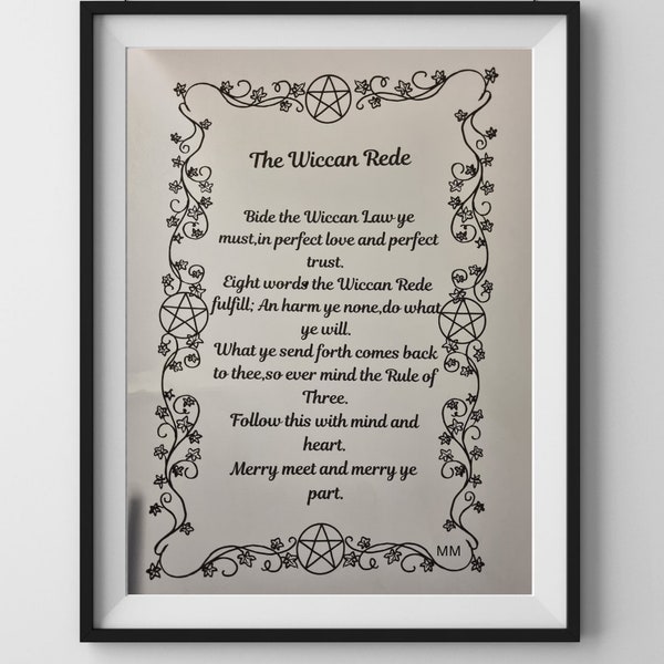 Wiccan Rede Short Version, poster A4, wiccan,pagan digital download