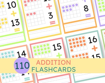 Printable Addition Flash Cards | Addition and Math Practice | Addition Facts Cards | Addition Worksheets | Math Skills | Learning Numbers