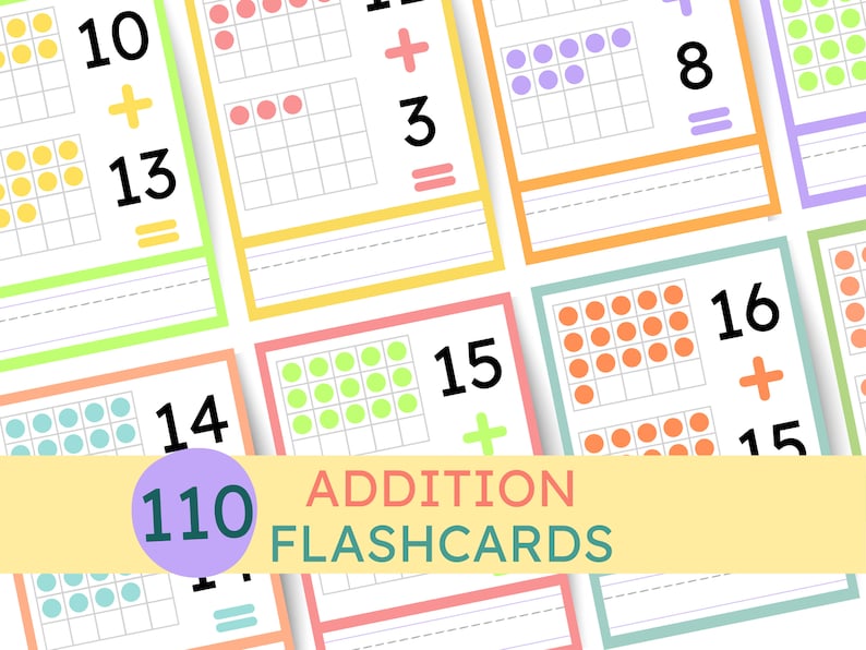 Printable Addition Flash Cards Addition and Math Practice Addition