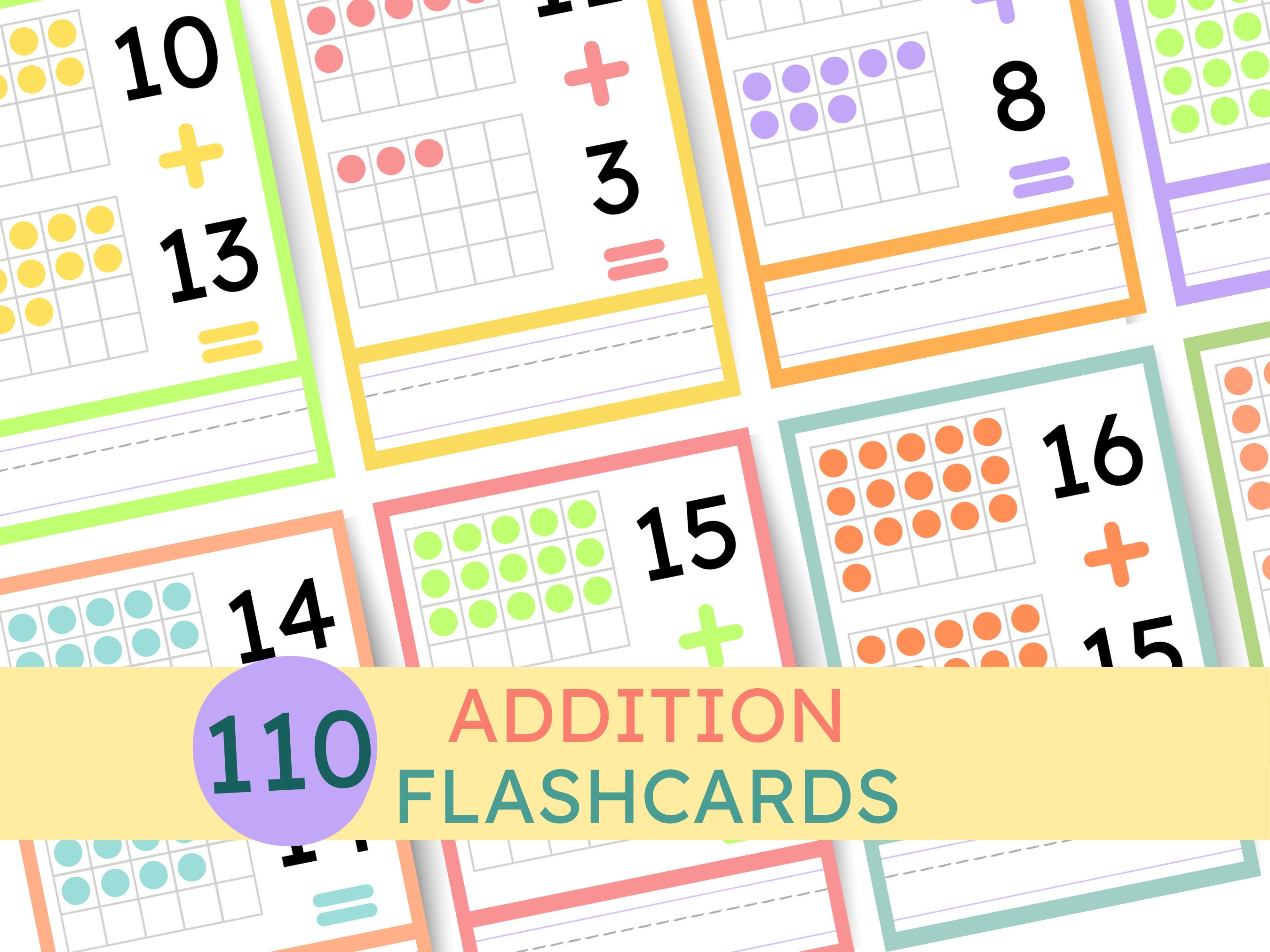 Printable Addition Flash Cards Addition and Math Practice Addition ...