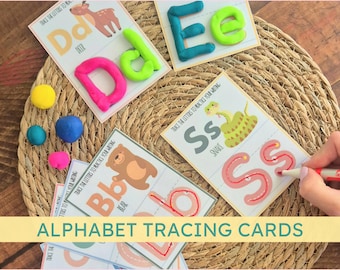 Alphabet Tracing and Playdough Cards: Preschool Letter Learning (PDF Download)