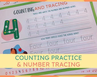 Counting & Number Tracing Practice: Early Math Workbook for Kindergarten (Digital Download)