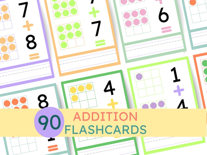 Printable Addition Flash Cards Math Facts Flashcards Etsy