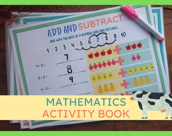 Cahier d'activités mathématiques sur le thème de la ferme pour enfants d'âge préscolaire (téléchargement numérique)